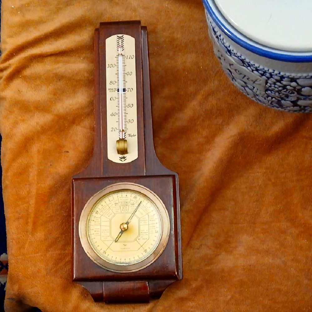 Vintage Wooden Barometer and Thermometer By TAYLOR INSTRUMENT CO.